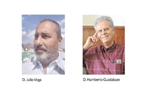Fotografías de los ponentes en la charla de Roque Aguayro