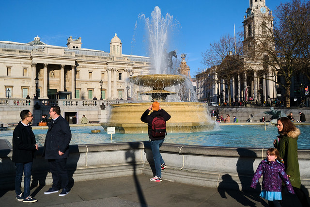 Shooting the fountain - Trafalgar Square, London