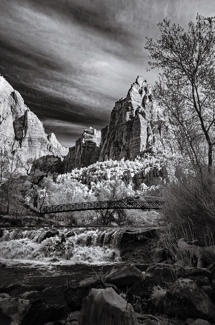 The Court of the Patriarchs and Virgin River in Zion NP, Utah