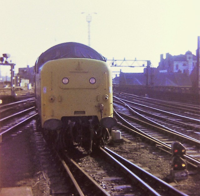 Deltic 55004 QUEEN'S OWN HIGHLANDER at Newcastle, 4th October 1980