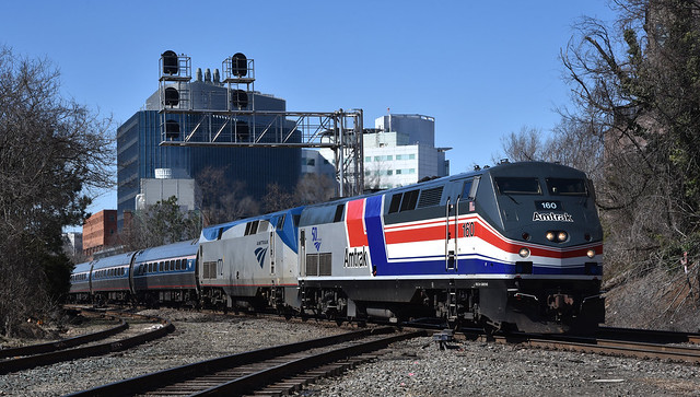 Amtrak P42 #160 at Charlottesville, VA on 3-13-2022
