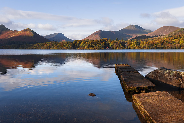 Isthmus Bay, Old Jetty, Boathouse, Derwent Water, Keswick, Lake District, Cumbria, England