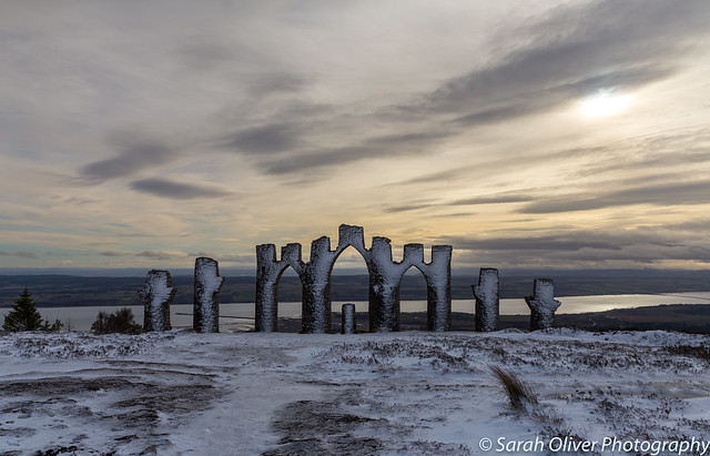 Fyrish Monument looking glorious in the snow and winter light backed by the Cromarty Firth