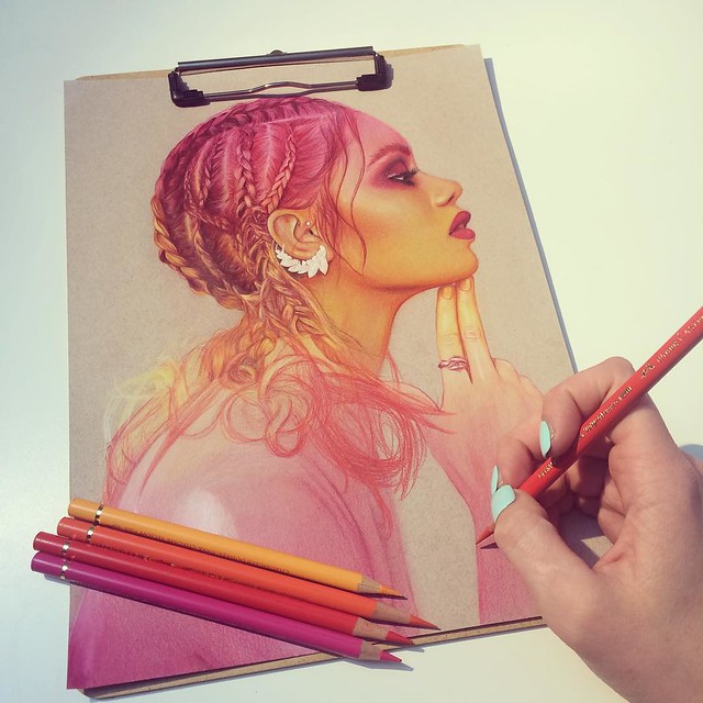 Color Pencil Drawing Woman