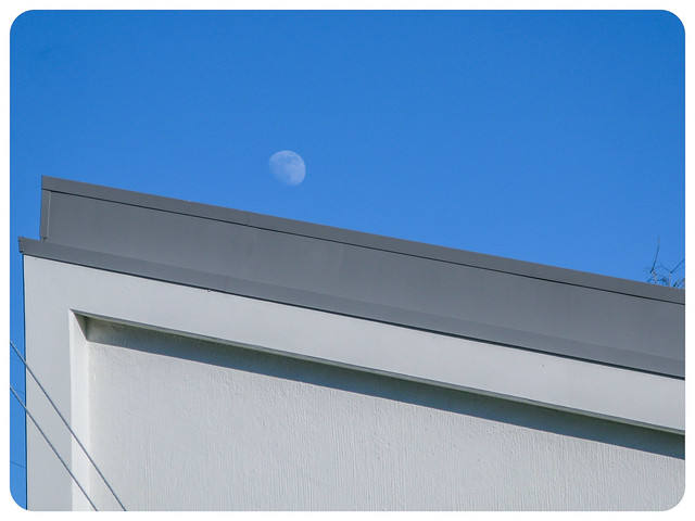 Waxing Moon Over Roof