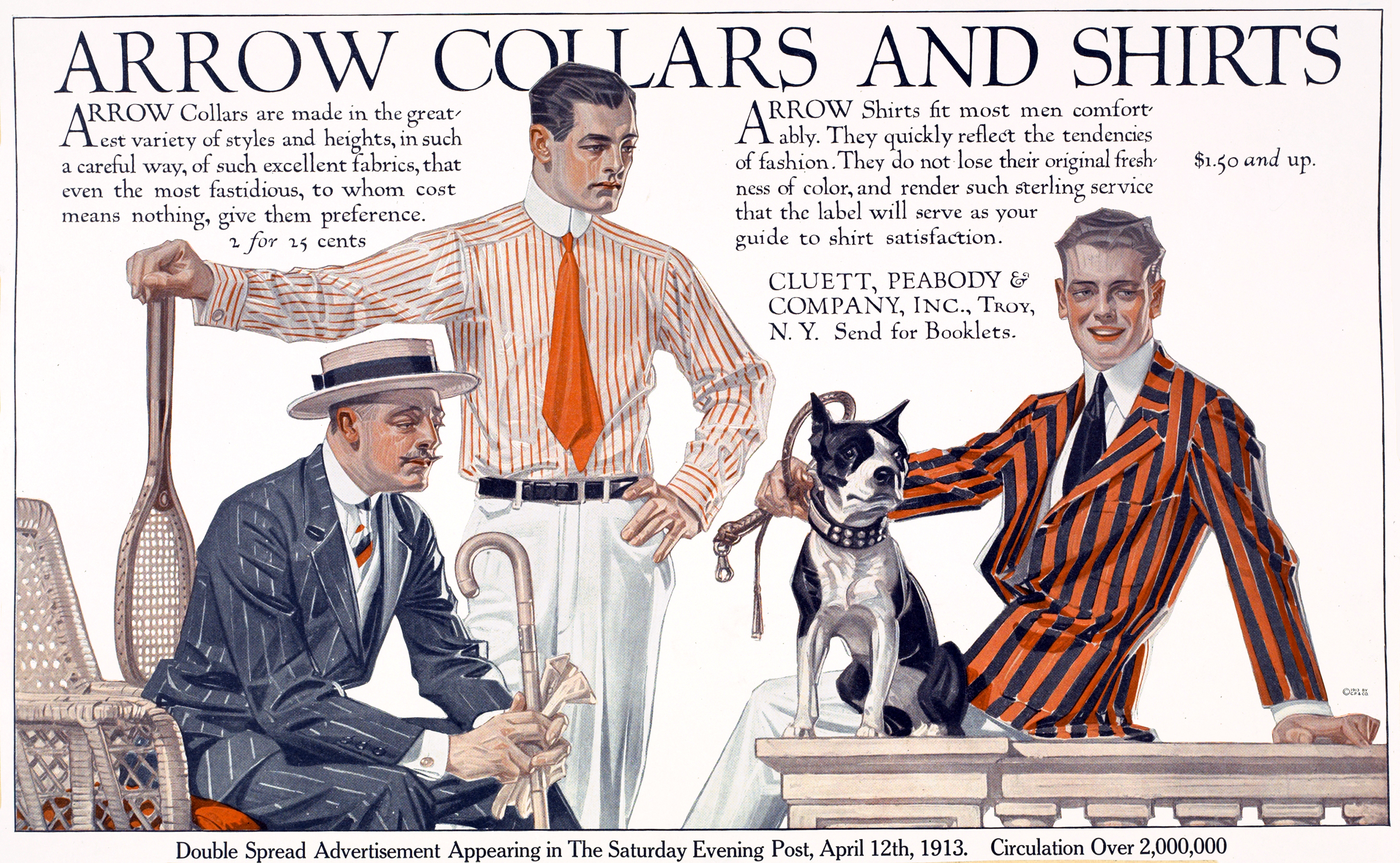 LEYENDECKER, J. C. Arrow collars & shirts. Saturday Evening Post, April 12, 1913.