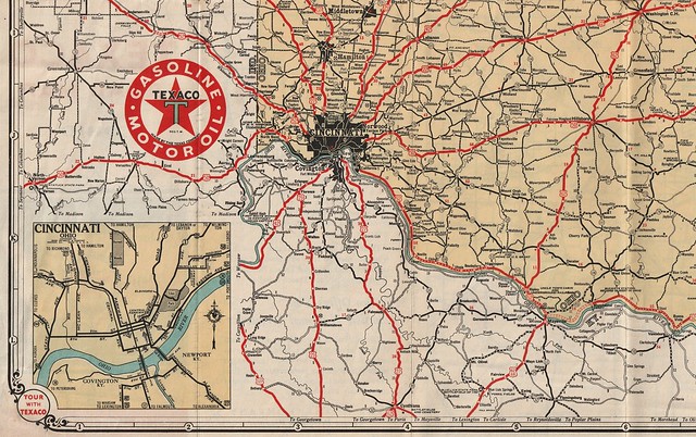 1932 Texaco Road Map of Ohio