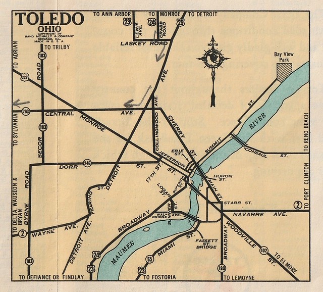 1932 Texaco Road Map of Ohio