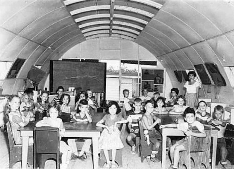 Mrs. Robinson's Second Grade Class. Adelup School, Guam, 1951. James M. Stewart's daughter, Alice, is seated up front second from the right. Manuscripts Collection RFT MARC, University of Guam.
