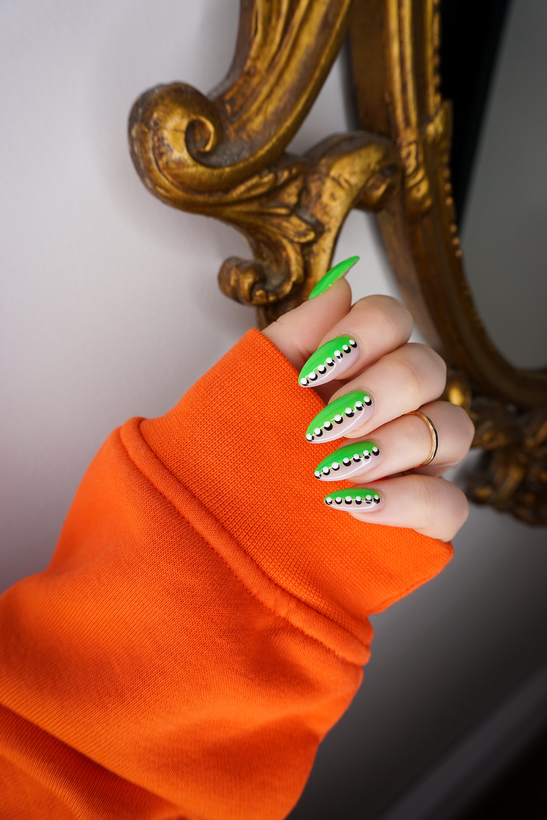 negative space lime green nail designs