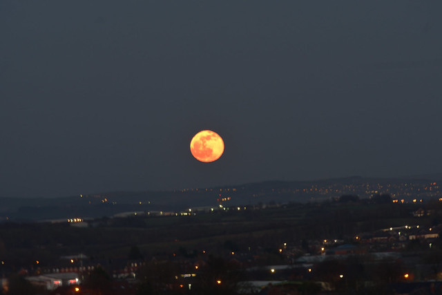 Tonight's Moon rising over bury  Manchester .