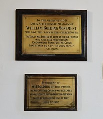 William Bolding Monement who gave the clock in this church tower