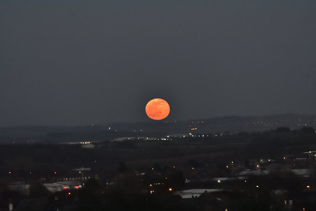 Tonight's Moon rising over bury  Manchester .