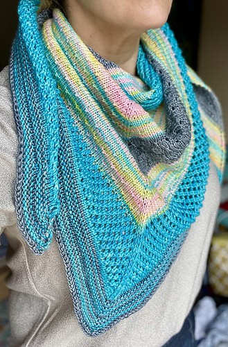 Trifecta Shawl, my own design being part of a MKAL to raise funds for AIDS/LifeCycle.