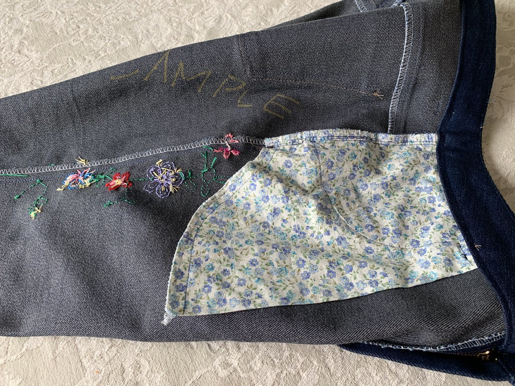embroidered jeans inside