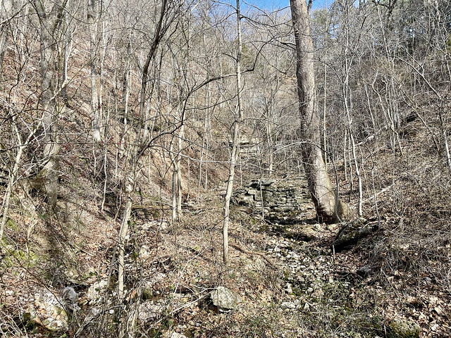 Side creek structure upstream from Black Bass Lake