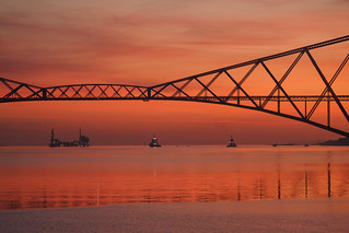 The Forth bridge on fire