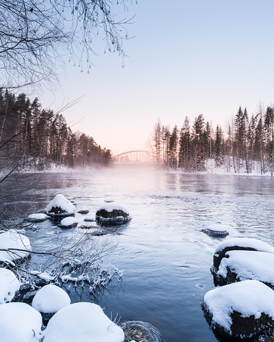 suomi finland landscape winter nature ice snow trees forest stream rapid sunrise water nikon d750 sigma 20mm art wideangle longexposure