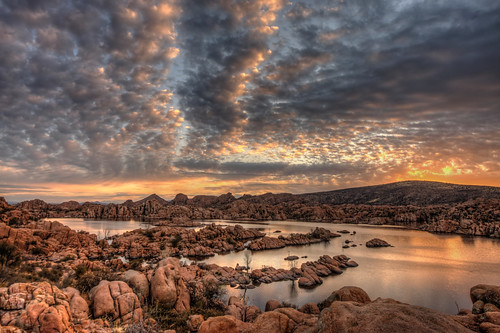 dsc6147 sunrise prescott arizona hdr travel nikon d800 best nature landscape rocks water geology granite dells watson lake roadtrip photomatix photo photograph flickr sunlight clouds