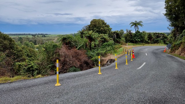 Storm damage on the road up to Denniston