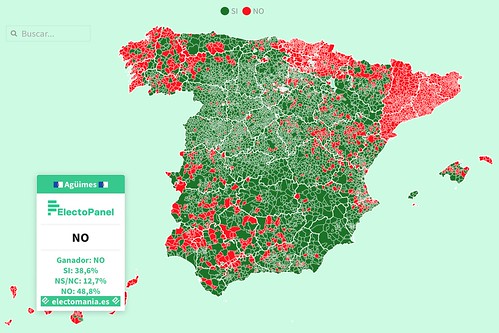 Mapa de la encuesta de Electomanía ante un conflicto bélico en España