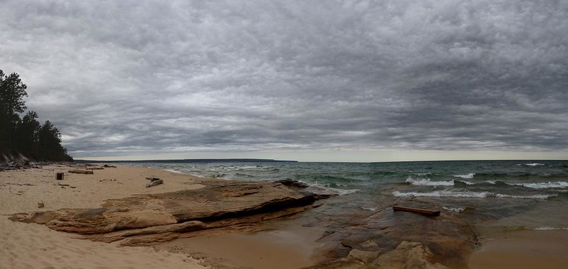 Panorama view of Miners Beach at Pictured Rocks National Lakeshore