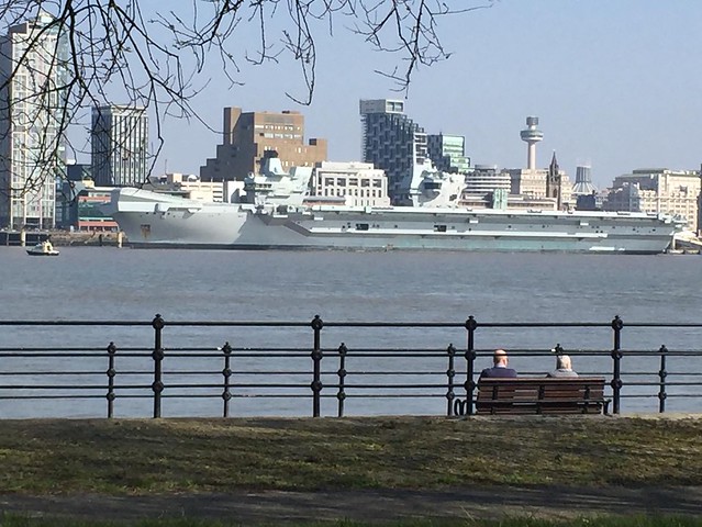 HMS Queen Elizabeth alongside at Liverpool waterfront