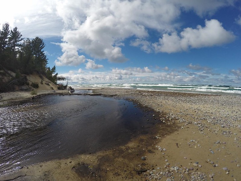 The beach where Sevenmile Creek emptied into Lake Superior in Pictured Rocks National Lakeshore