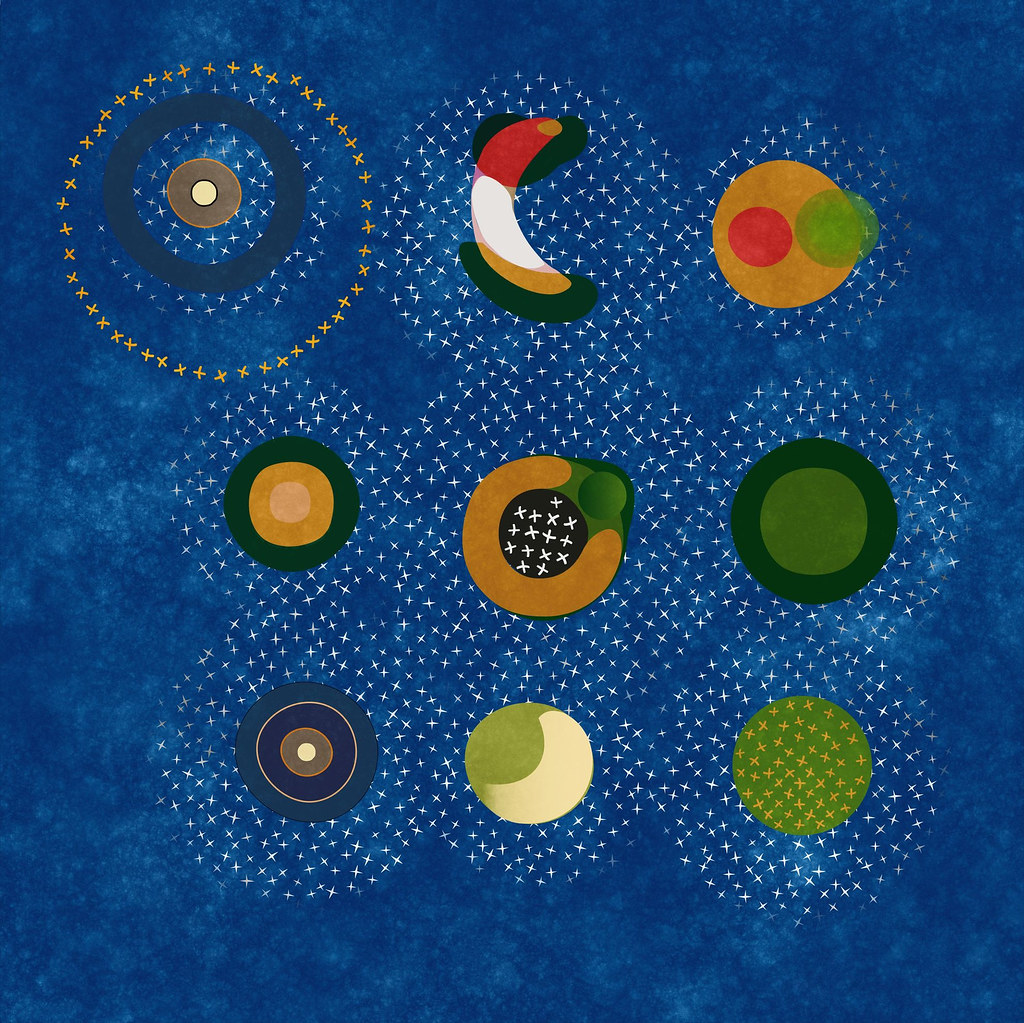 abstract illustration of the planets of the solar system