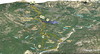 Photo 3D du secteur Pargulu - Filetta avec la trace des parcours PR2-PR7 du 23/02/2022