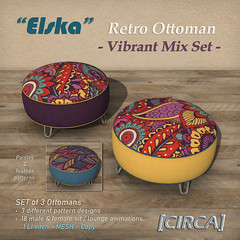 [CIRCA] - "Elska" Retro Ottoman Set - Vibrant Mix