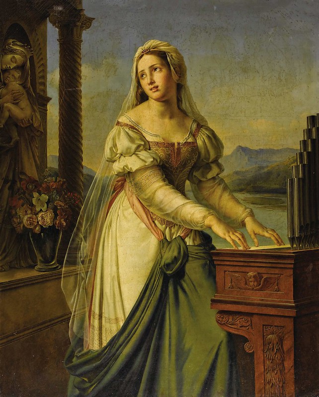 Marie-Philippe Coupin De La Couperie (1773-1851) - Woman At The organ Before A Statue Of The Virgin And Child