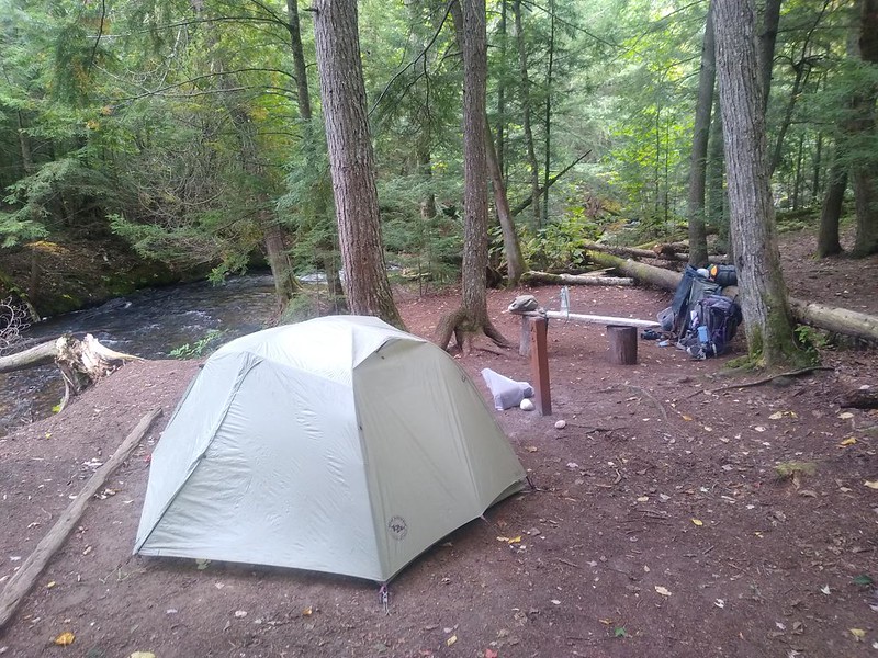 After a six mile hike, we set up camp at the Sevenmile Backpacker Campsite - it wasn't windy back there in the forest