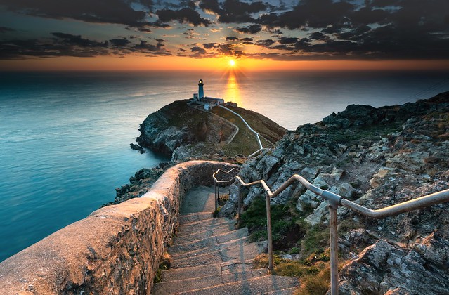 Pathway of light. South stack sunset this evening