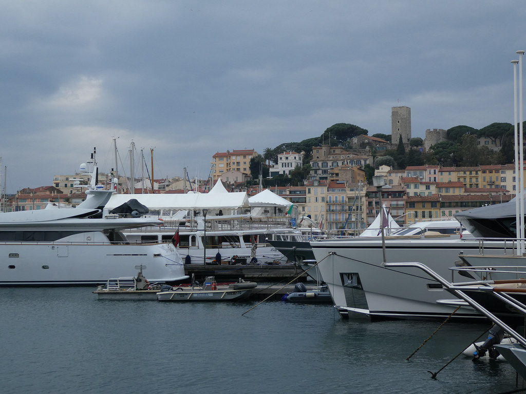 Gleaming yachts line the marina in Cannes
