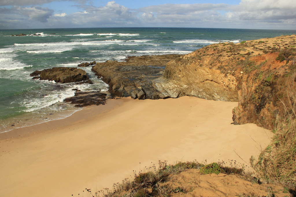 Deserted sandy beach along the Fishermen's Trail, Portugal