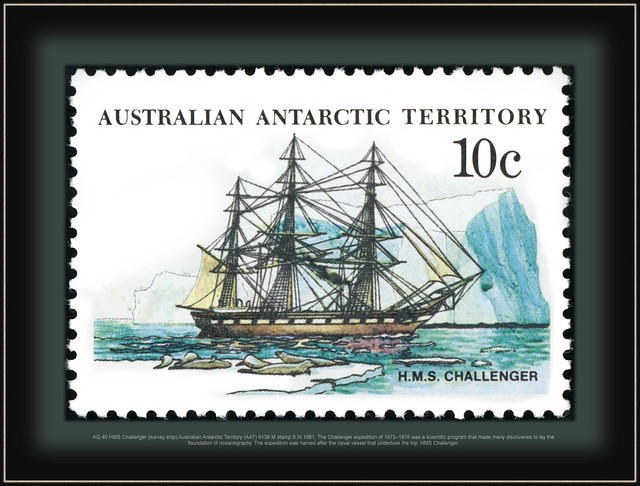 CHALENGER HMS AQ 40 (survey ship) Australian Antarctic Territory (AAT) 9139 M stamp 9.IX.1981.