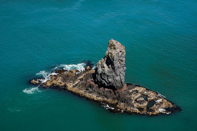 Volcanic rock island, off the Banks Peninsula coast New Zealand