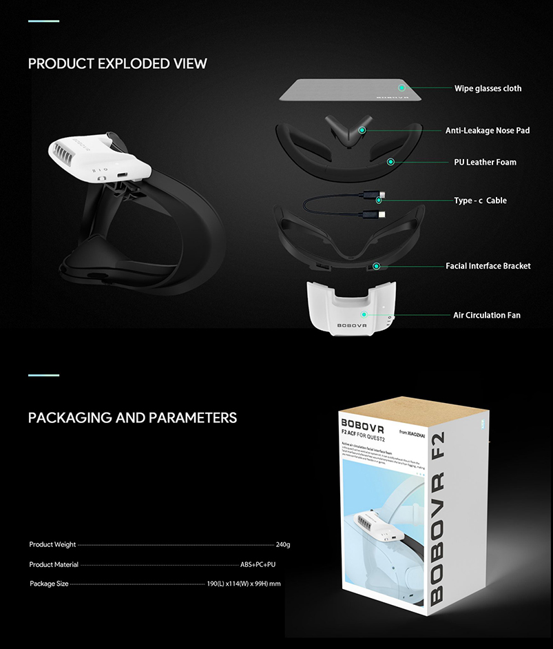 Bobovr F2 Active Air Circulation Facial Interface for Oculus Quest 2