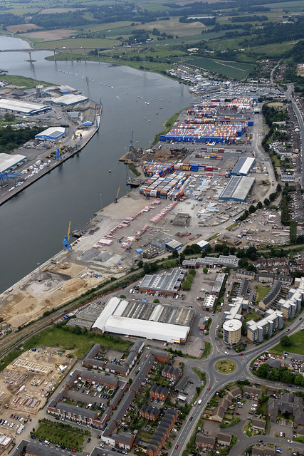 Ipswich aerial image - Port of Ipswich on the west bank of the River Orwell