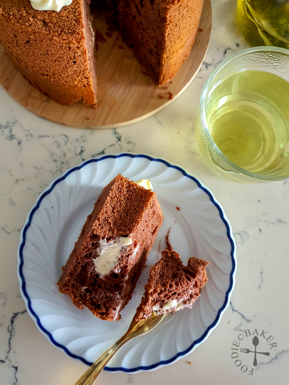 Chocolate Chiffon Cake (filled with cream cheese whipped cream)