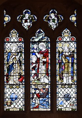 Christ summons St Peter, flanked by St Margaret and St Nicholas (Powell & Sons, 1920s)