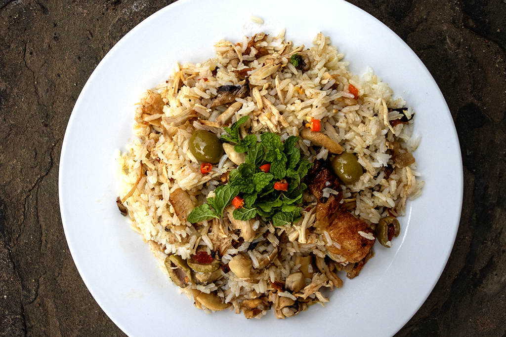 Rice with chicken, mushroom and olives on 3-30-22--Windhoek copy