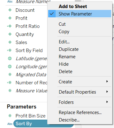 Show Parameter