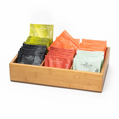 Bamboo presentation box for wrapped teabags