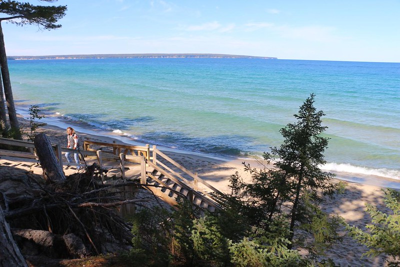 Grand Island in the distance over Lake Superior from Miners Beach in Pictured Rocks National Lakeshore