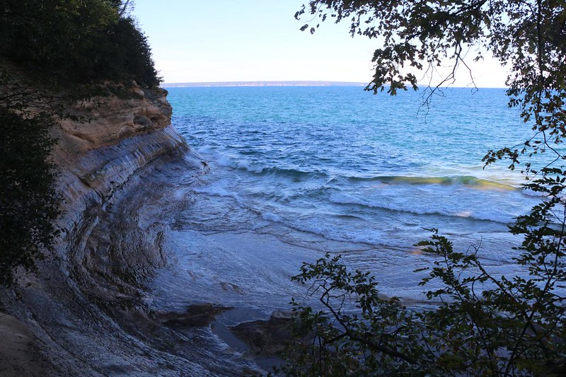 The North Country Trail followed along the shore just above the sandstone cliffs west of Mosquito Beach