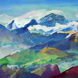 'an acrylic painting of a mountain range' v-diffusion Text-to-Image