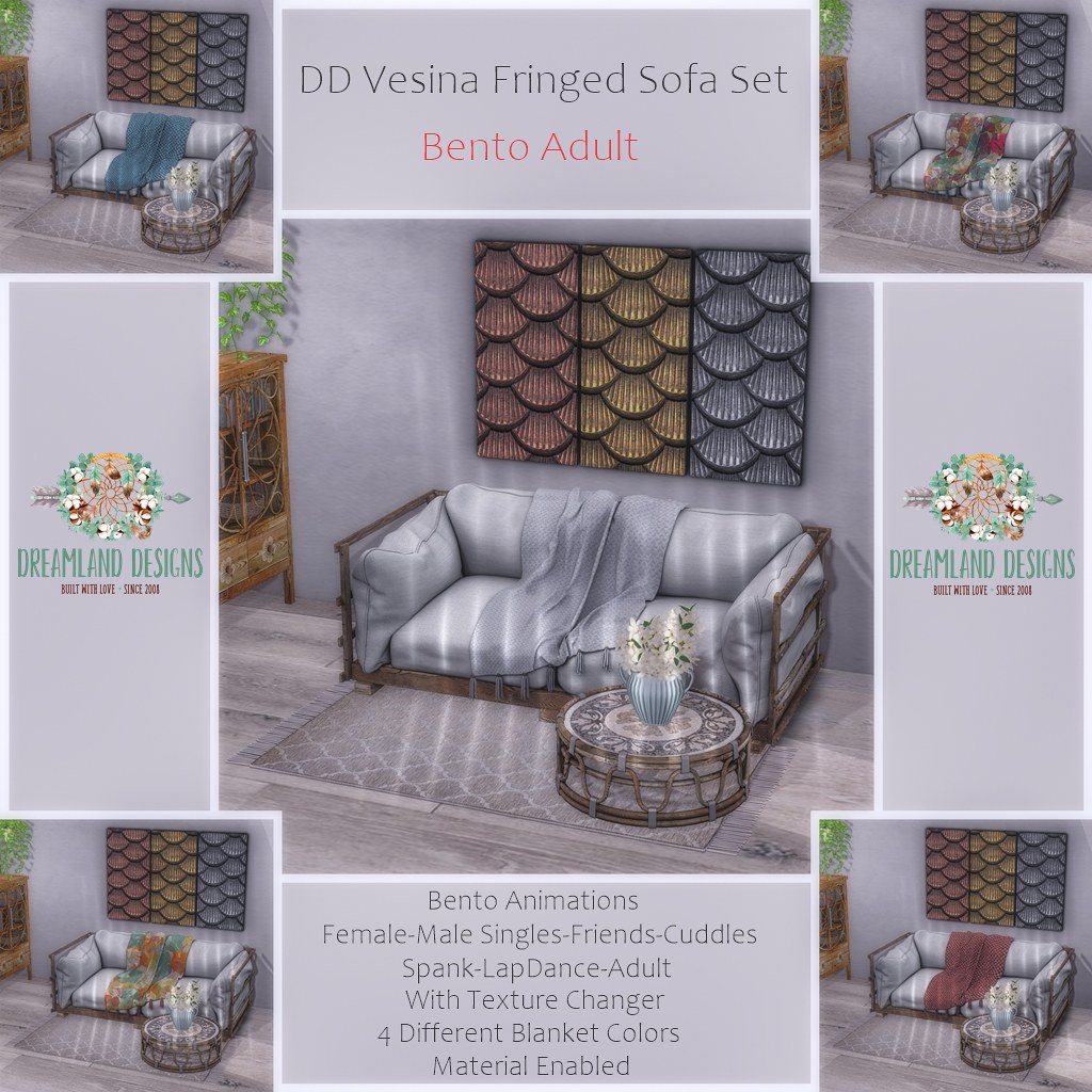 DD Vesina Fringed Sofa Set ADULT