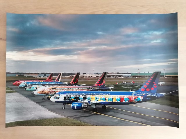 Brussels Airlines Poster A320 Aerosmurf Amare Rackham Tintin Magritte Trident Red Devils